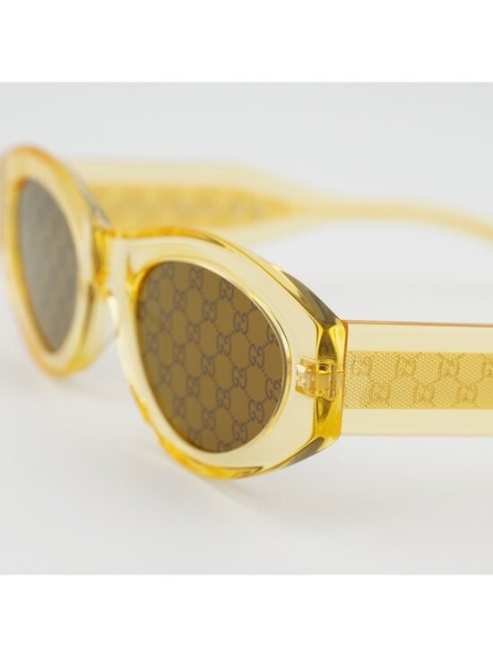 Gucci GG2065S 004 Sunglasses Yellow Cat Eye Frame, Brown with Logo Lenses main image 10